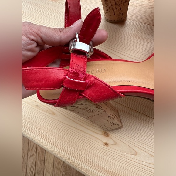 Le Chateu | Red Cork Platform Heels Sandals - Picture 3 of 5